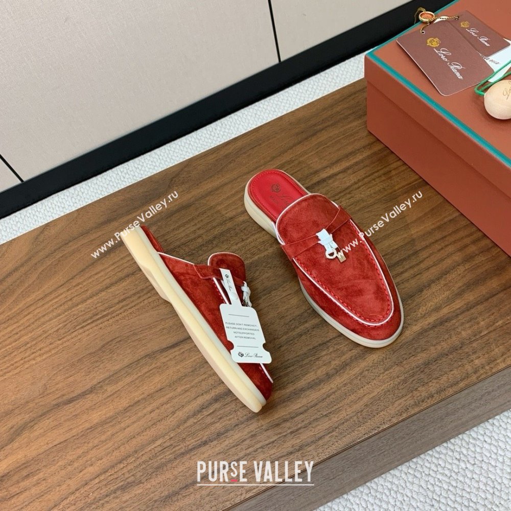 Loro Piana Charms Walk Babouche Loafer in Suede LP061922 Red 2025 (HH-25061922)