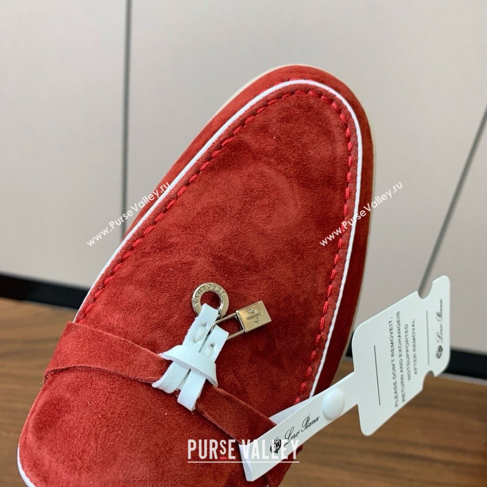 Loro Piana Charms Walk Babouche Loafer in Suede LP061922 Red 2025 (HH-25061922)