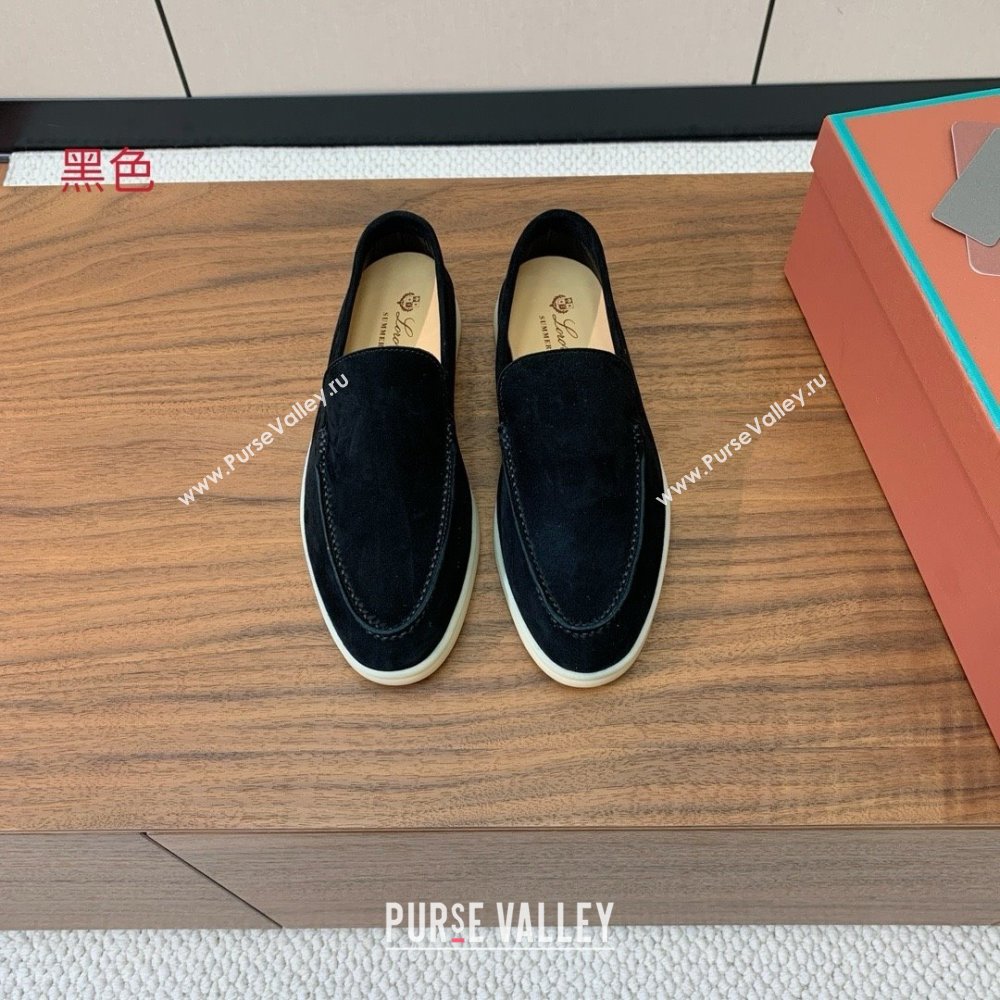 Loro Piana Summer Walk Loafer in Suede LP61829 Black 2025 (HH-25061829)