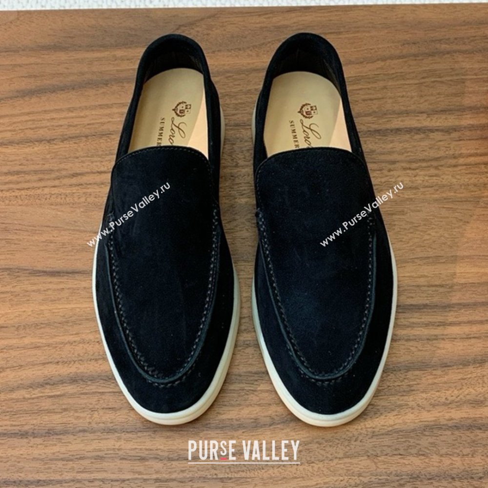 Loro Piana Summer Walk Loafer in Suede LP61829 Black 2025 (HH-25061829)