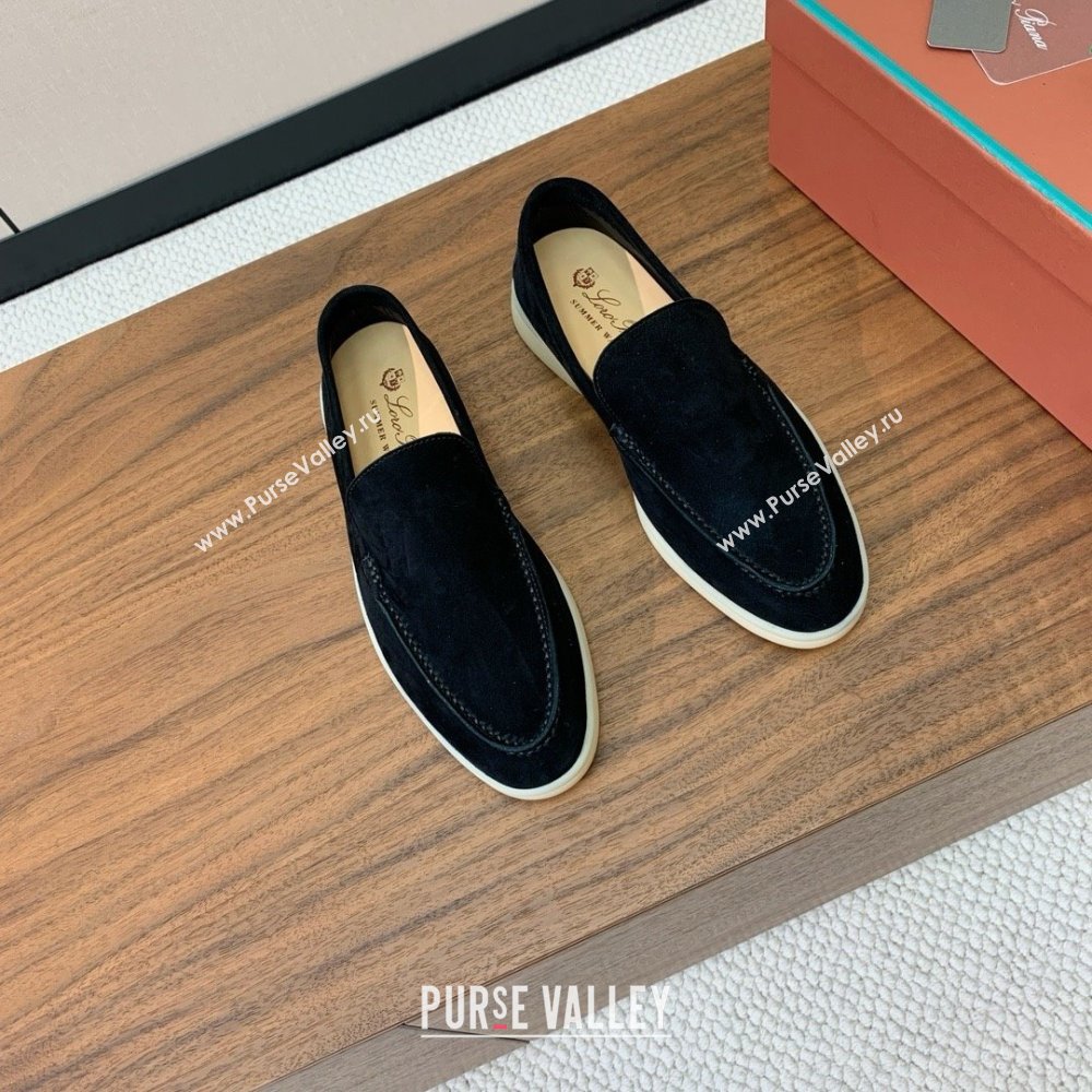 Loro Piana Summer Walk Loafer in Suede LP61829 Black 2025 (HH-25061829)