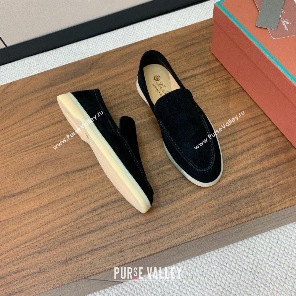 Loro Piana Summer Walk Loafer in Suede LP61829 Black 2025 (HH-25061829)