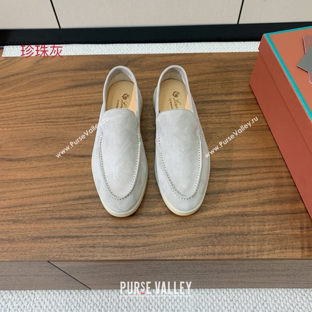 Loro Piana Summer Walk Loafer in Suede LP61833 Pearl Grey 2025 (HH-25061833)
