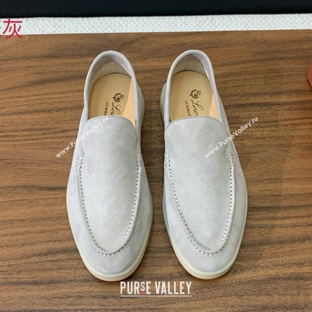 Loro Piana Summer Walk Loafer in Suede LP61833 Pearl Grey 2025 (HH-25061833)
