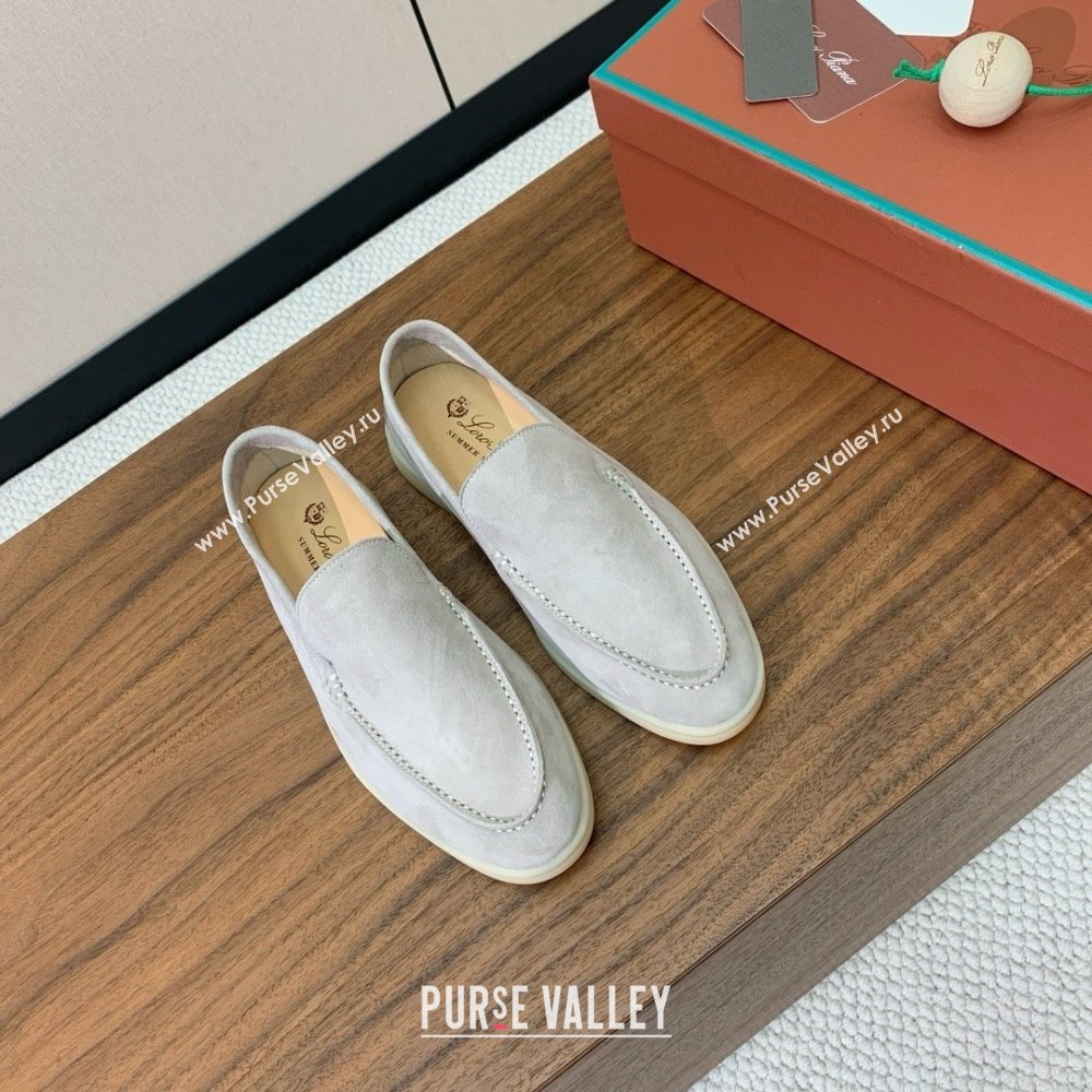 Loro Piana Summer Walk Loafer in Suede LP61833 Pearl Grey 2025 (HH-25061833)