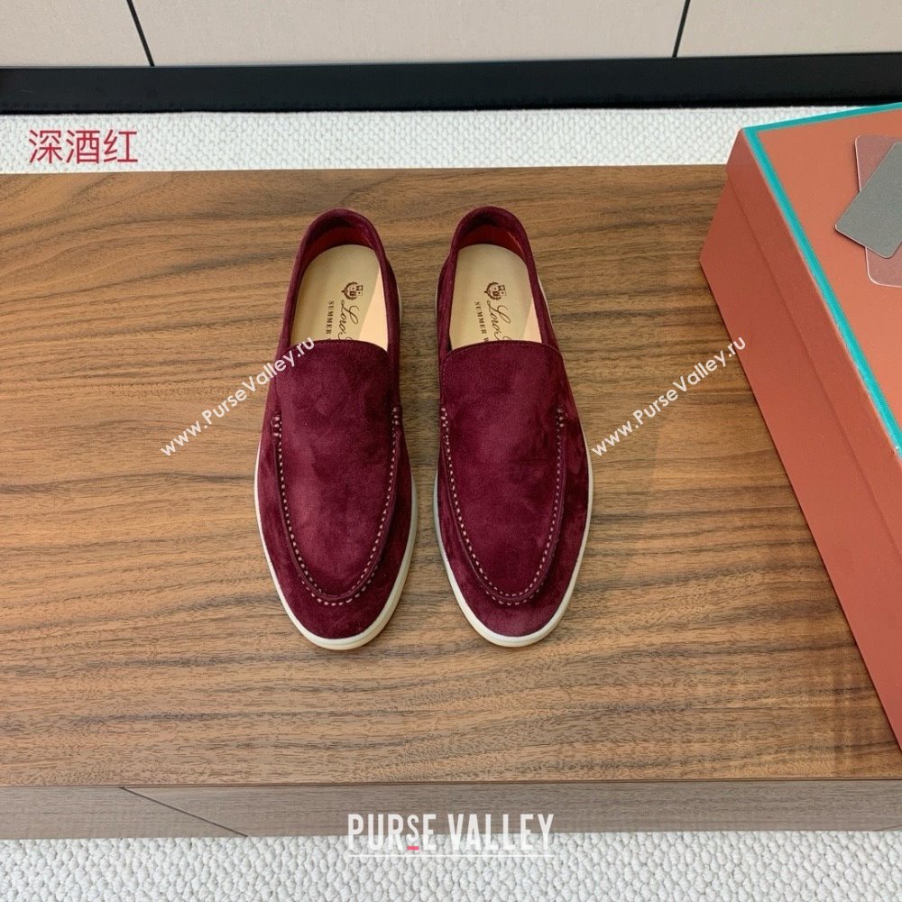 Loro Piana Summer Walk Loafer in Suede LP61914 Burgundy 2025 (HH-25061914)