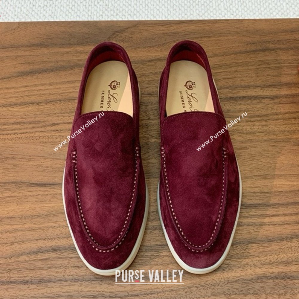 Loro Piana Summer Walk Loafer in Suede LP61914 Burgundy 2025 (HH-25061914)