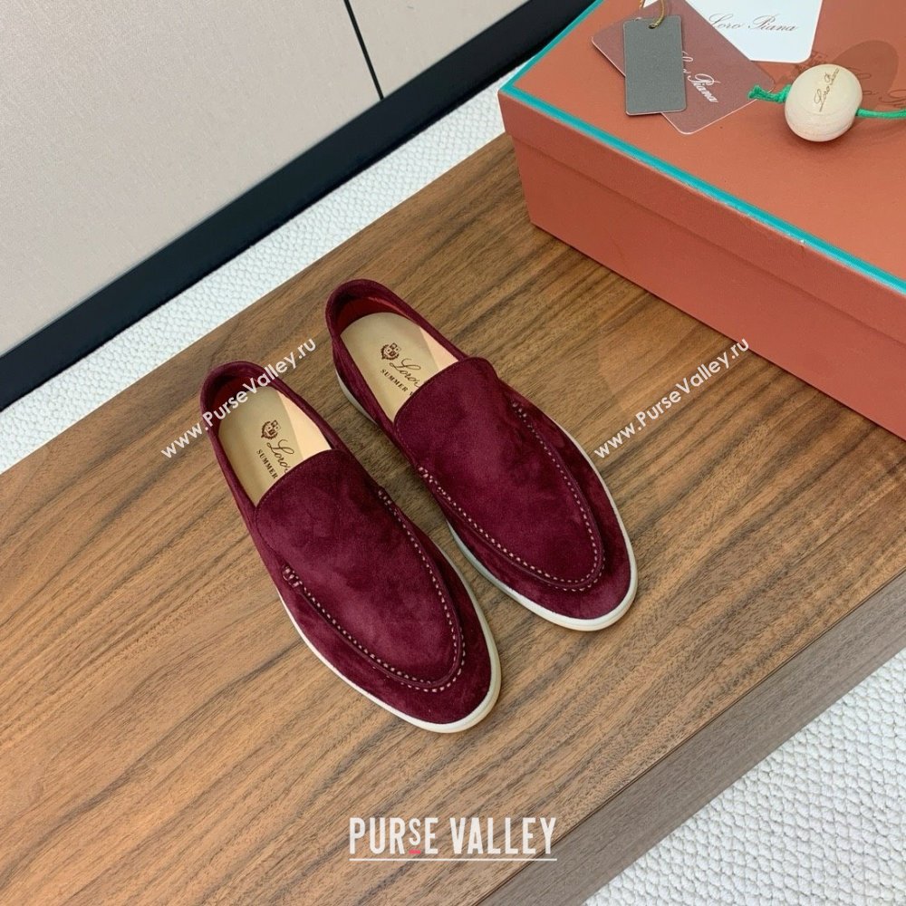 Loro Piana Summer Walk Loafer in Suede LP61914 Burgundy 2025 (HH-25061914)