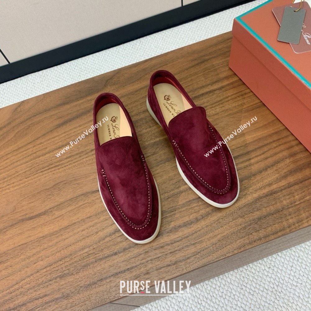 Loro Piana Summer Walk Loafer in Suede LP61914 Burgundy 2025 (HH-25061914)