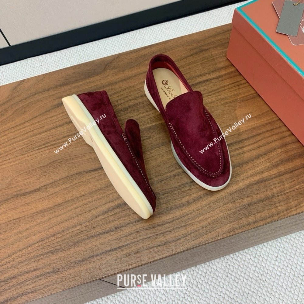 Loro Piana Summer Walk Loafer in Suede LP61914 Burgundy 2025 (HH-25061914)