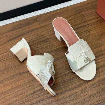 Loro Piana Summer Charms Sandal 5.5cm Heel in Suede LP62001 Apricot 2025 (HH-25062001)