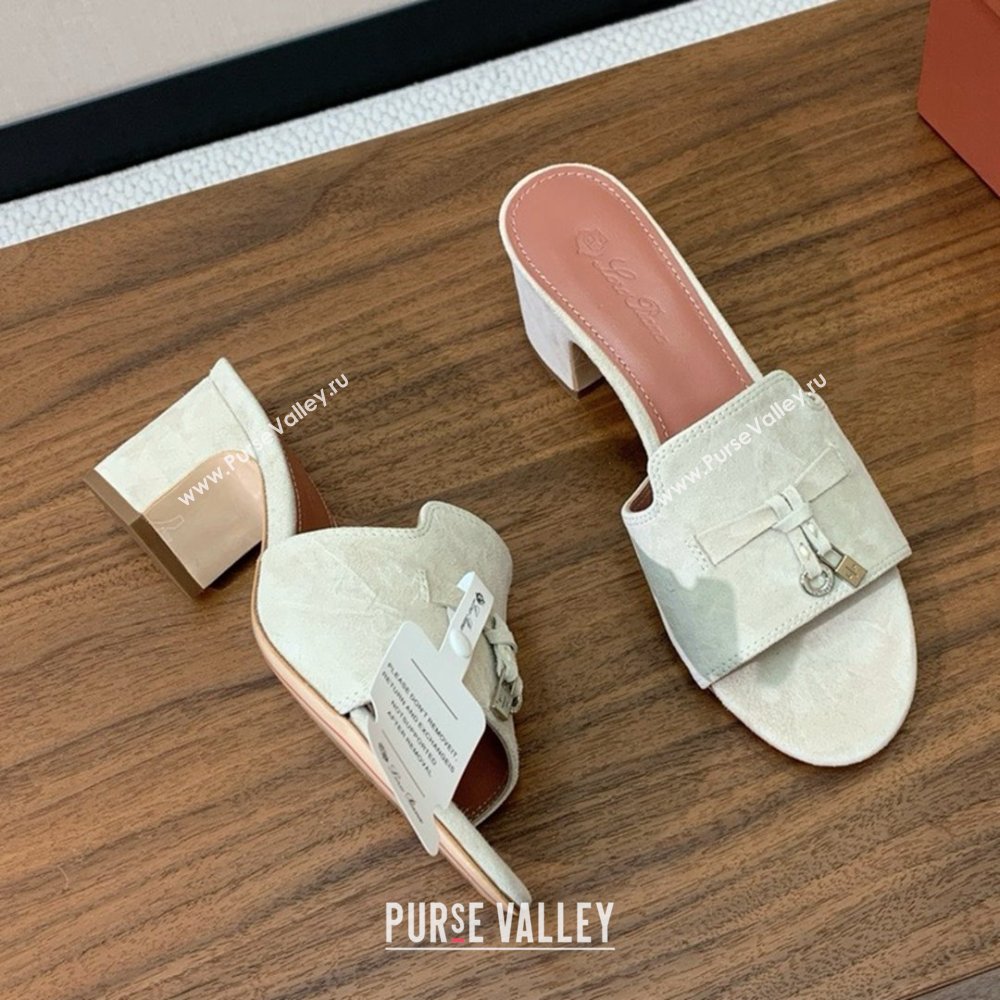 Loro Piana Summer Charms Sandal 5.5cm Heel in Suede LP62001 Apricot 2025 (HH-25062001)