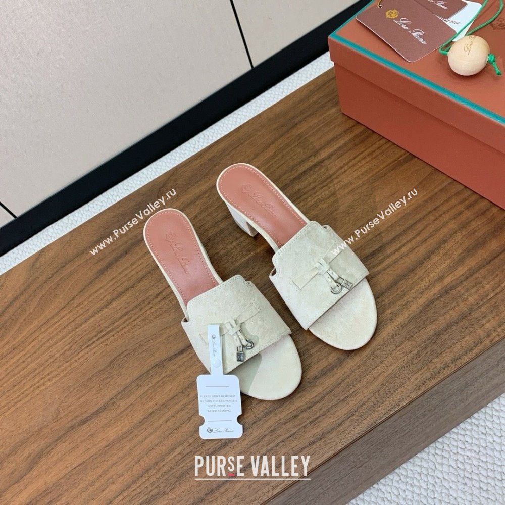 Loro Piana Summer Charms Sandal 5.5cm Heel in Suede LP62001 Apricot 2025 (HH-25062001)