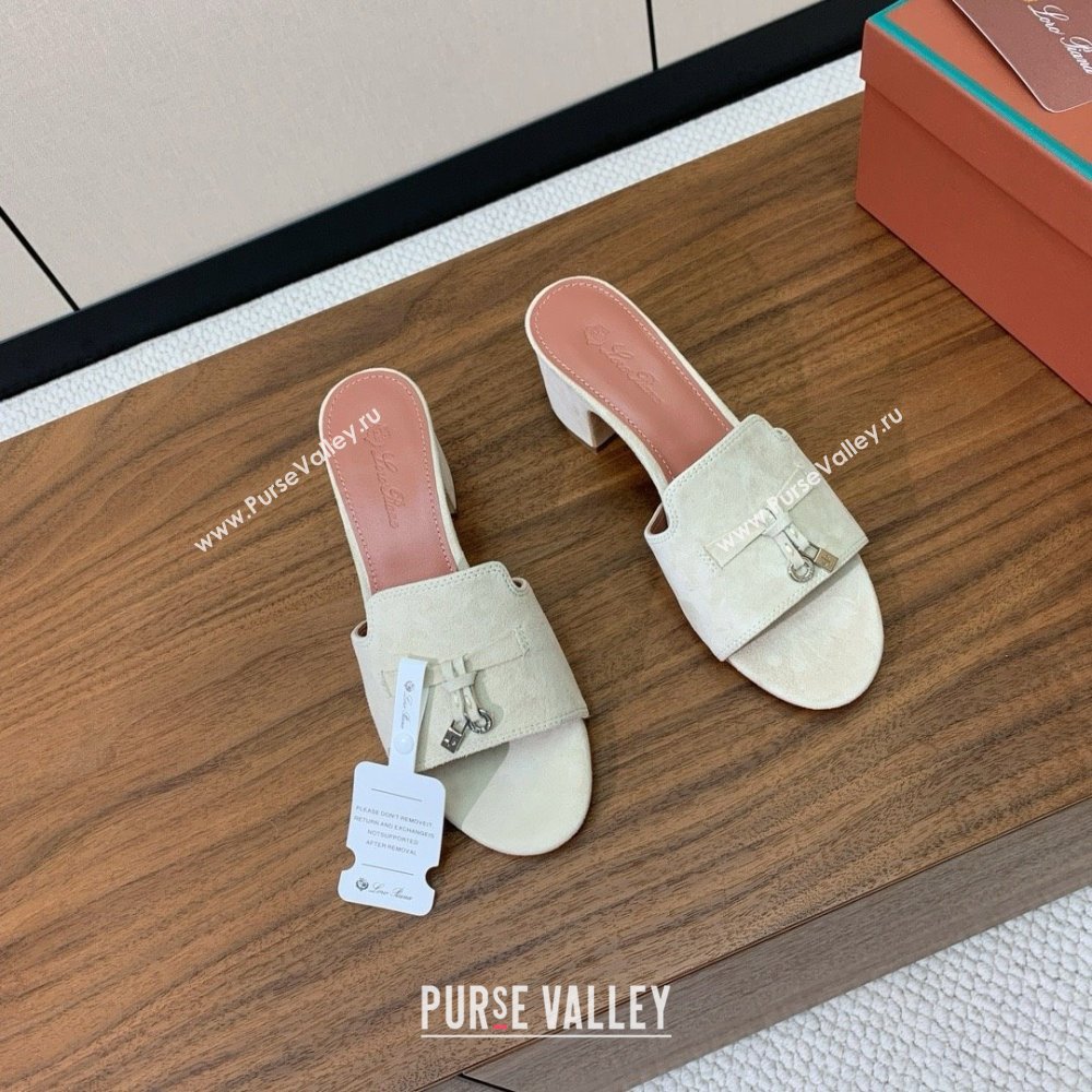 Loro Piana Summer Charms Sandal 5.5cm Heel in Suede LP62001 Apricot 2025 (HH-25062001)