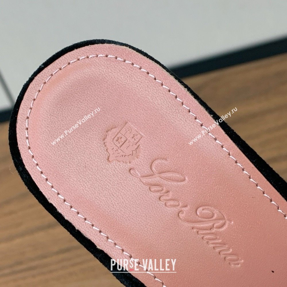 Loro Piana Summer Charms Sandal 5.5cm Heel in Suede LP62002 Black 2025 (HH-25062002)