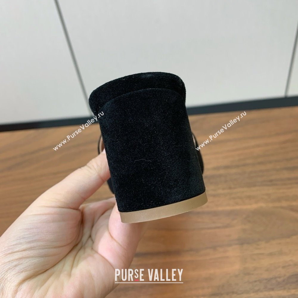 Loro Piana Summer Charms Sandal 5.5cm Heel in Suede LP62002 Black 2025 (HH-25062002)