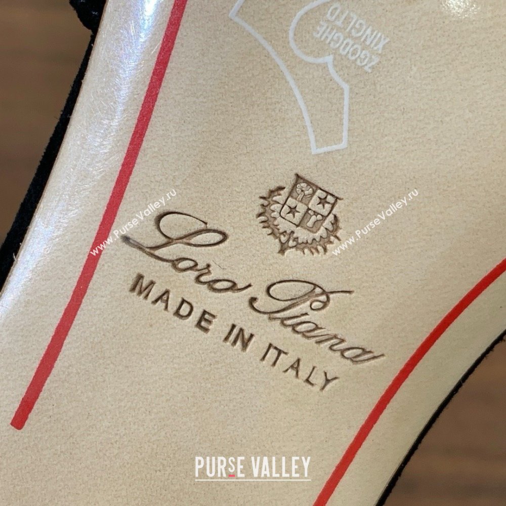 Loro Piana Summer Charms Sandal 5.5cm Heel in Suede LP62002 Black 2025 (HH-25062002)