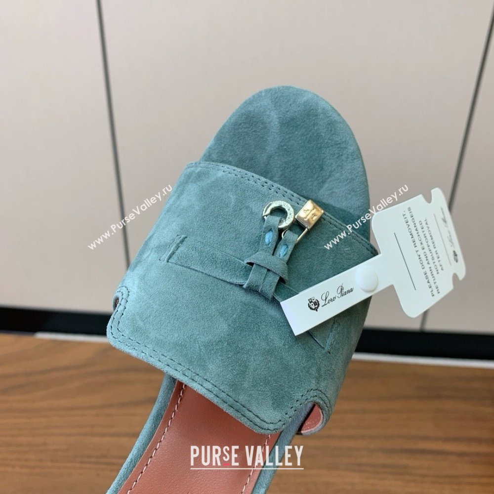 Loro Piana Summer Charms Sandal 5.5cm Heel in Suede LP62003 Green Grey 2025 (HH-25062003)