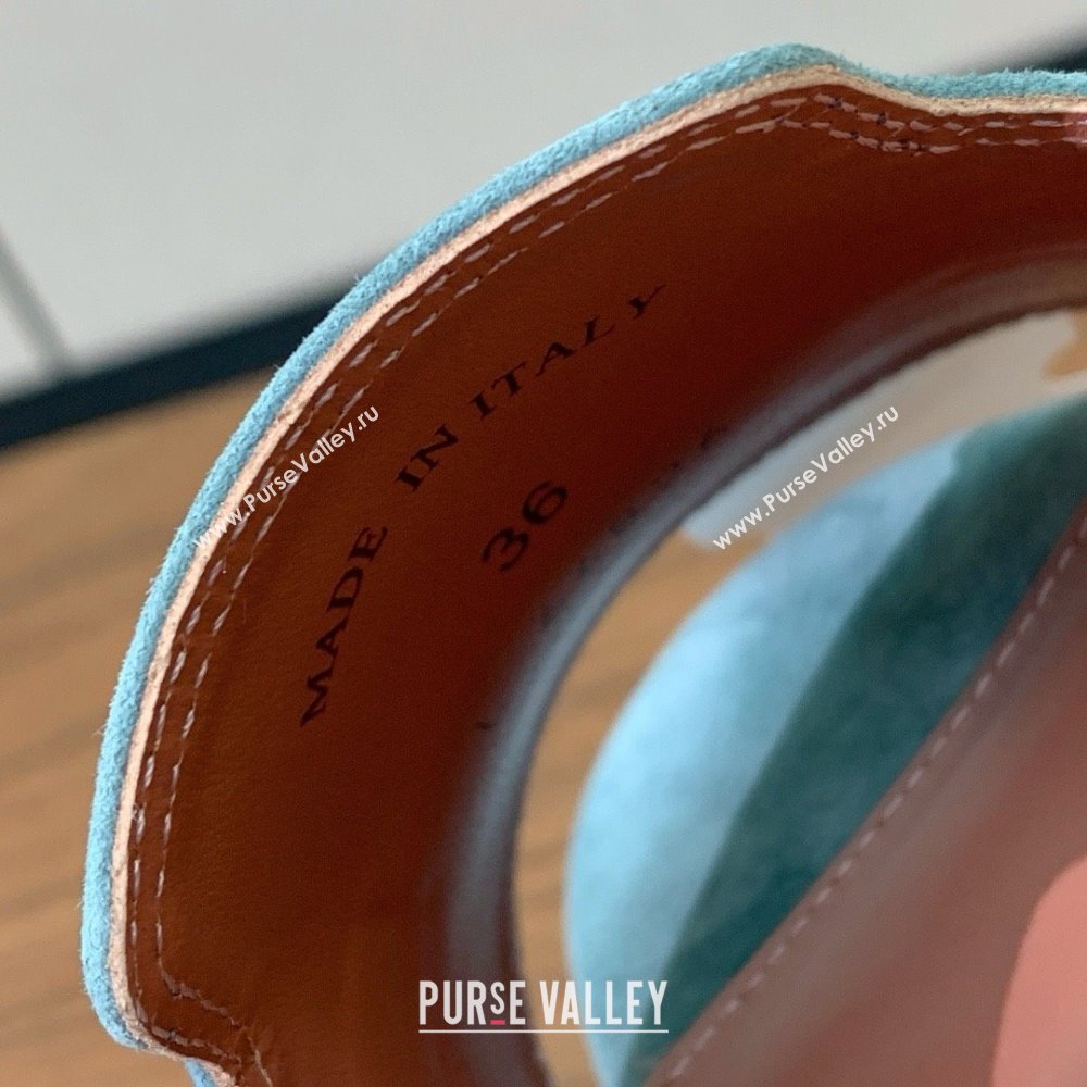 Loro Piana Summer Charms Sandal 5.5cm Heel in Suede LP62003 Green Grey 2025 (HH-25062003)