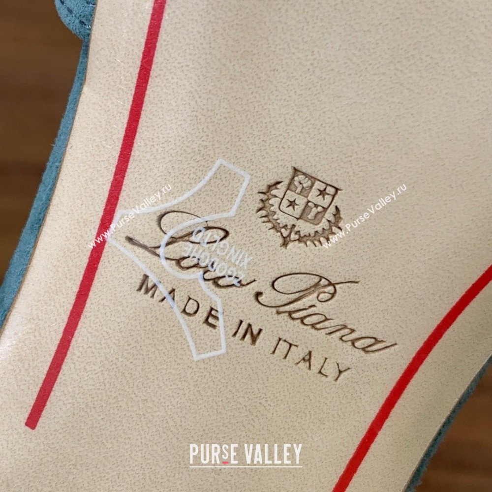 Loro Piana Summer Charms Sandal 5.5cm Heel in Suede LP62003 Green Grey 2025 (HH-25062003)