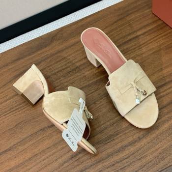 Loro Piana Summer Charms Sandal 5.5cm Heel in Suede LP62004 Beige 2025 (HH-25062004)
