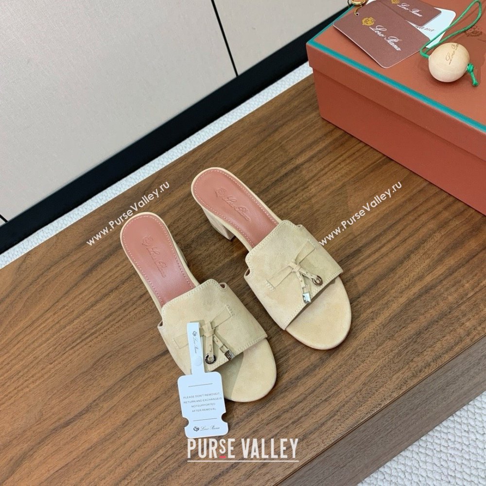 Loro Piana Summer Charms Sandal 5.5cm Heel in Suede LP62004 Beige 2025 (HH-25062004)