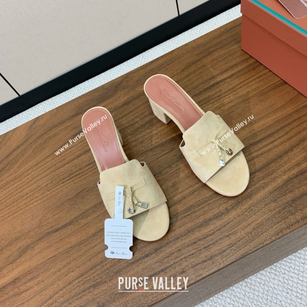 Loro Piana Summer Charms Sandal 5.5cm Heel in Suede LP62004 Beige 2025 (HH-25062004)