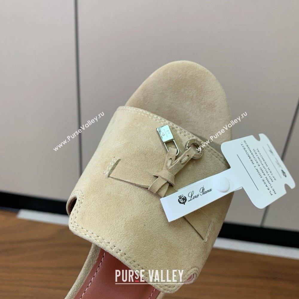Loro Piana Summer Charms Sandal 5.5cm Heel in Suede LP62004 Beige 2025 (HH-25062004)