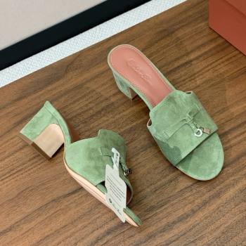 Loro Piana Summer Charms Sandal 5.5cm Heel in Suede LP62005 Green 2025 (HH-25062005)