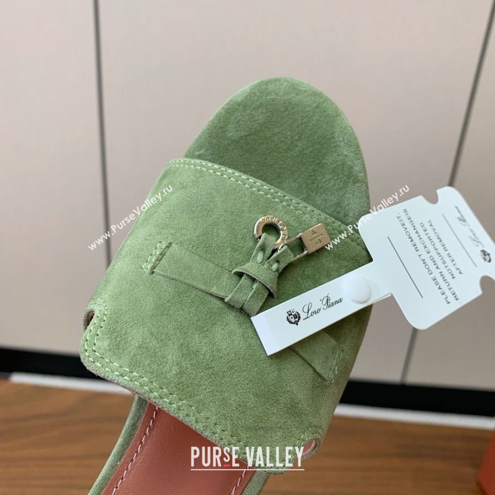 Loro Piana Summer Charms Sandal 5.5cm Heel in Suede LP62005 Green 2025 (HH-25062005)