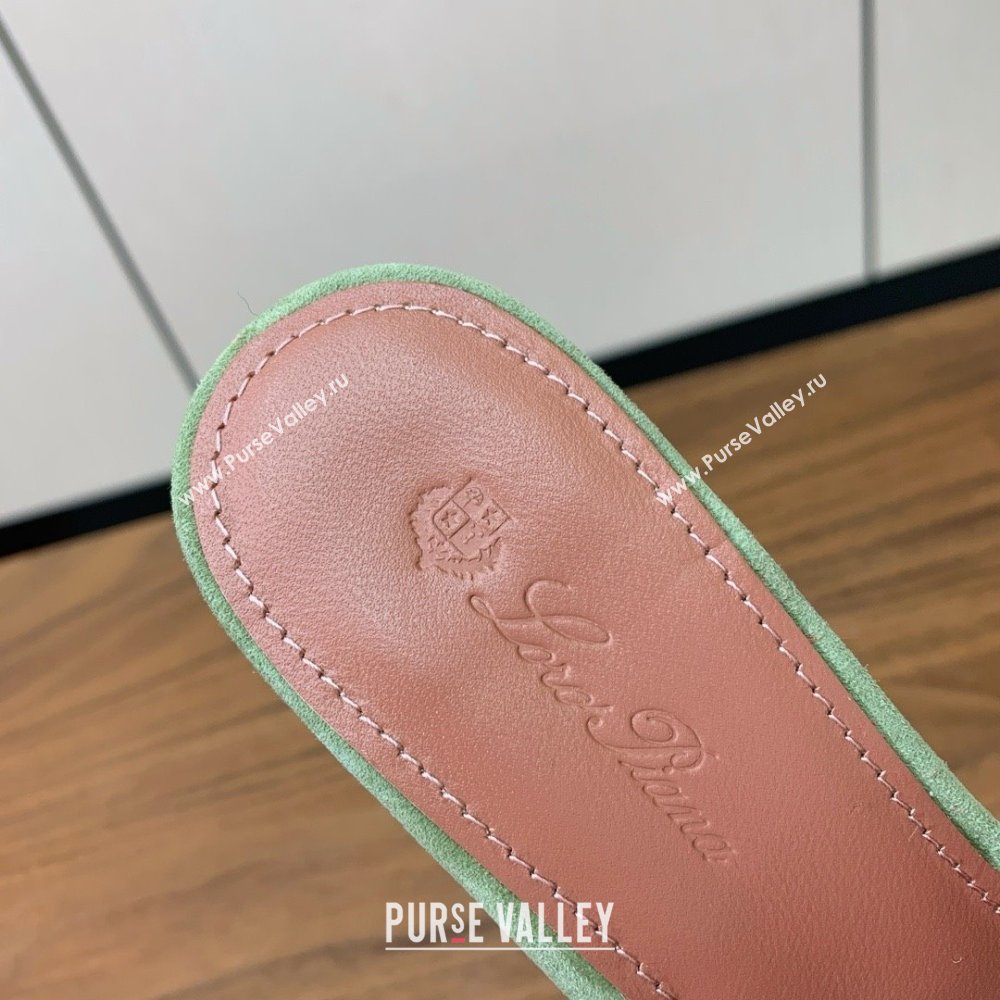 Loro Piana Summer Charms Sandal 5.5cm Heel in Suede LP62005 Green 2025 (HH-25062005)
