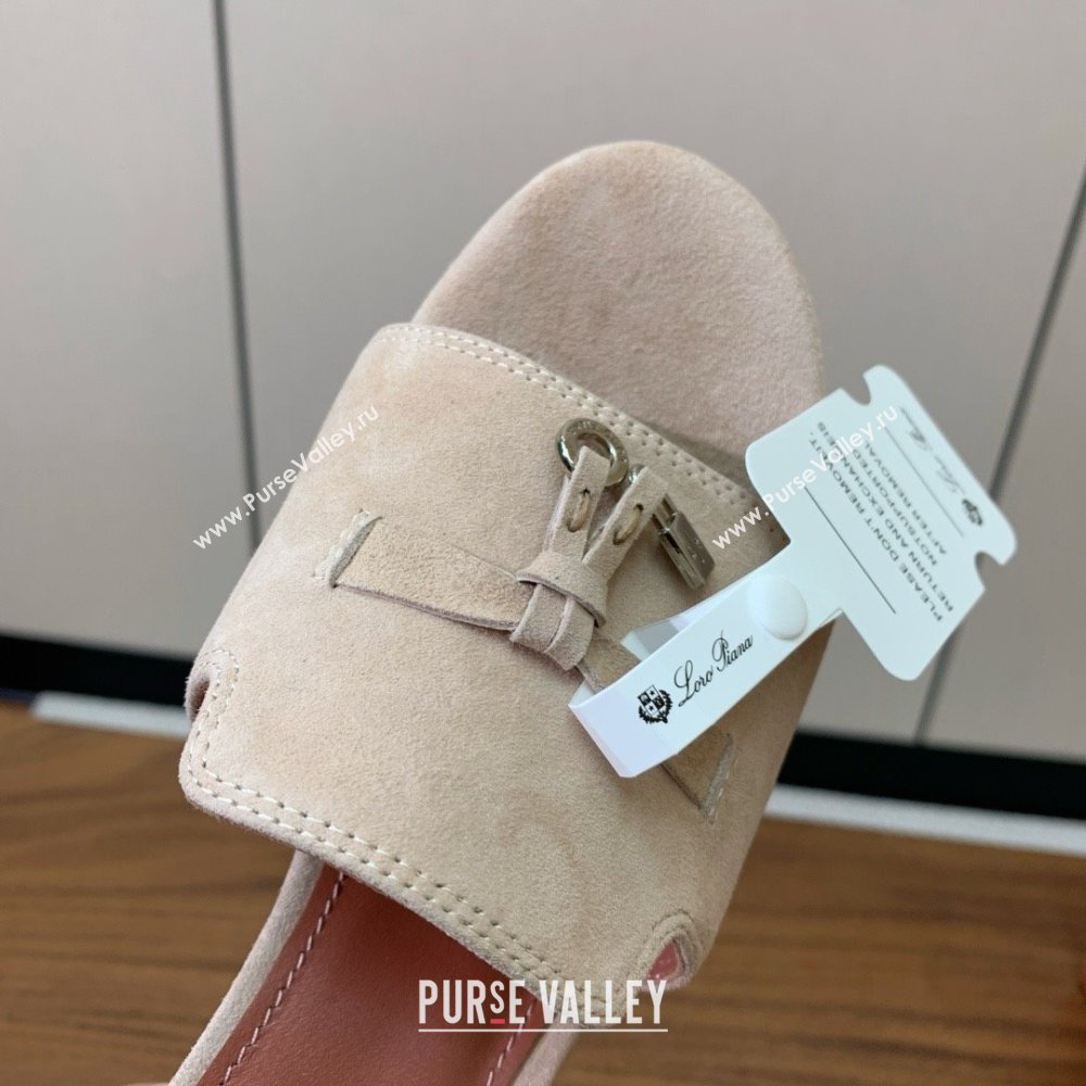 Loro Piana Summer Charms Sandal 5.5cm Heel in Suede LP62006 Beige 02 2025 (HH-25062006)