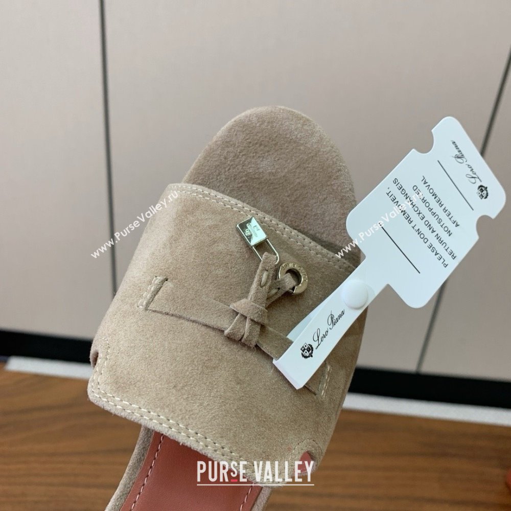 Loro Piana Summer Charms Sandal 5.5cm Heel in Suede LP62008 Deep Khaki 2025 (HH-25062008)