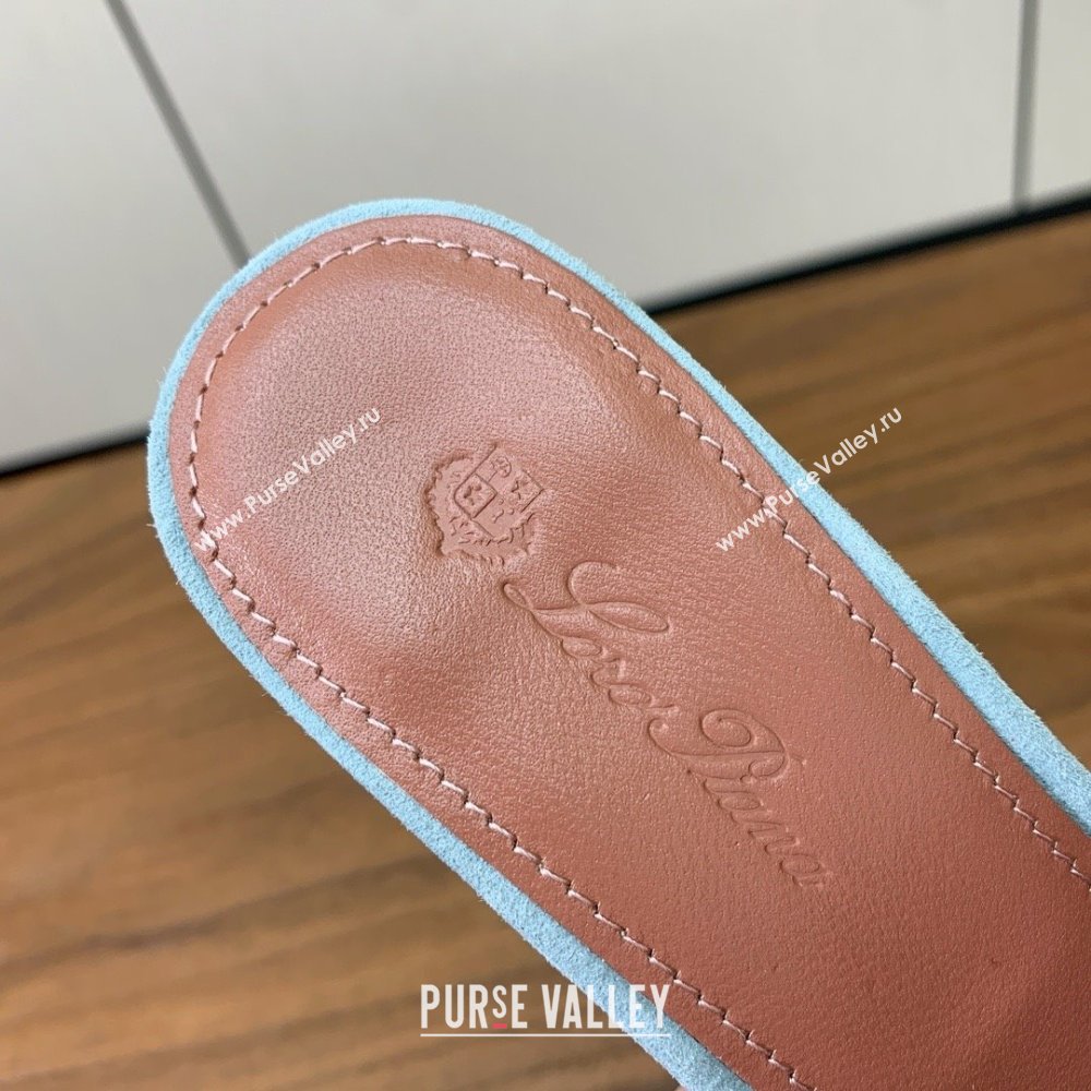 Loro Piana Summer Charms Sandal 5.5cm Heel in Suede LP62009 Light Blue 2025 (HH-25062009)