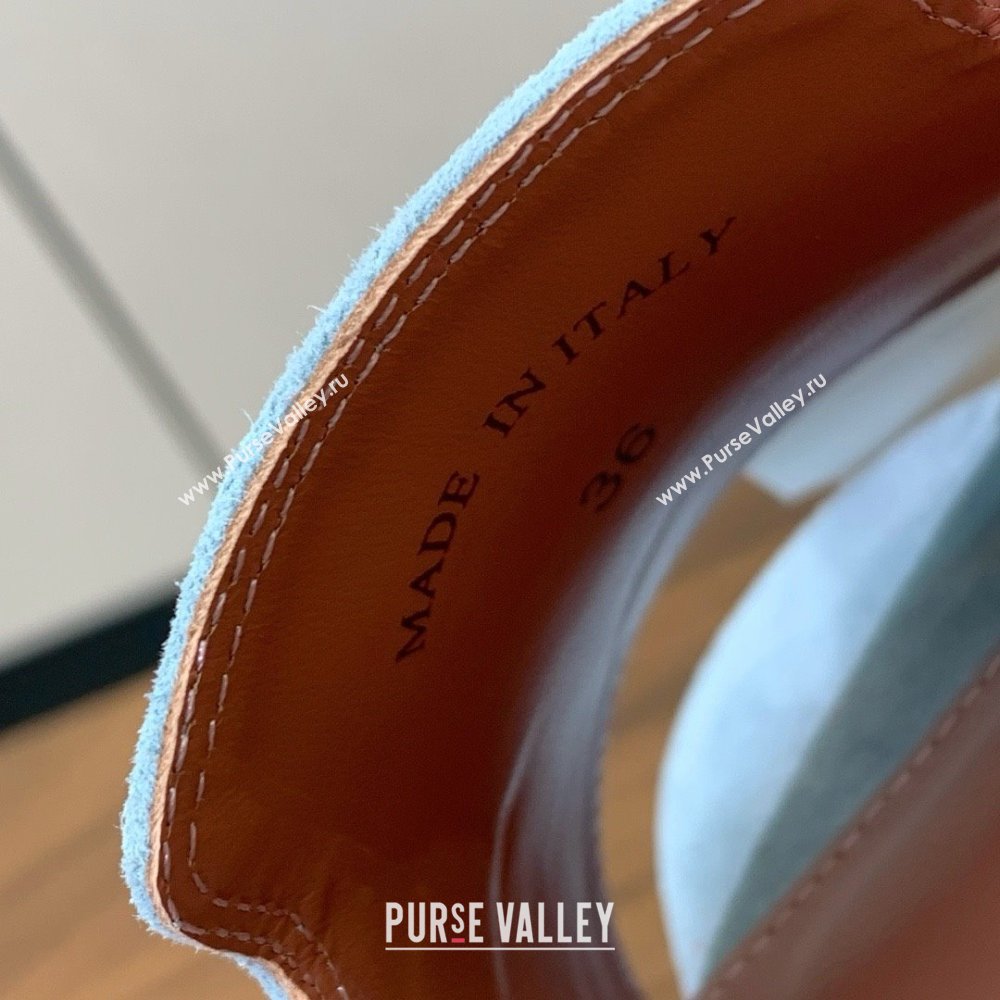 Loro Piana Summer Charms Sandal 5.5cm Heel in Suede LP62009 Light Blue 2025 (HH-25062009)