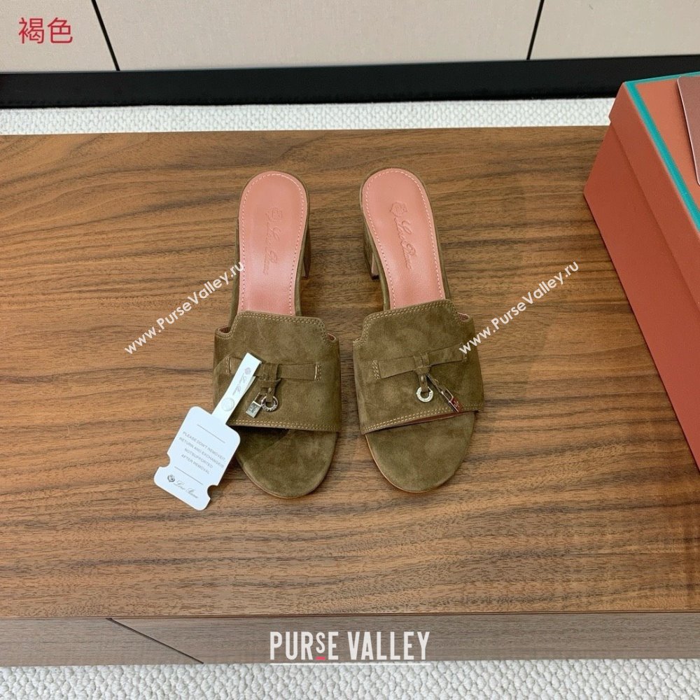 Loro Piana Summer Charms Sandal 5.5cm Heel in Suede LP62010 Brown 2025 (HH-25062010)