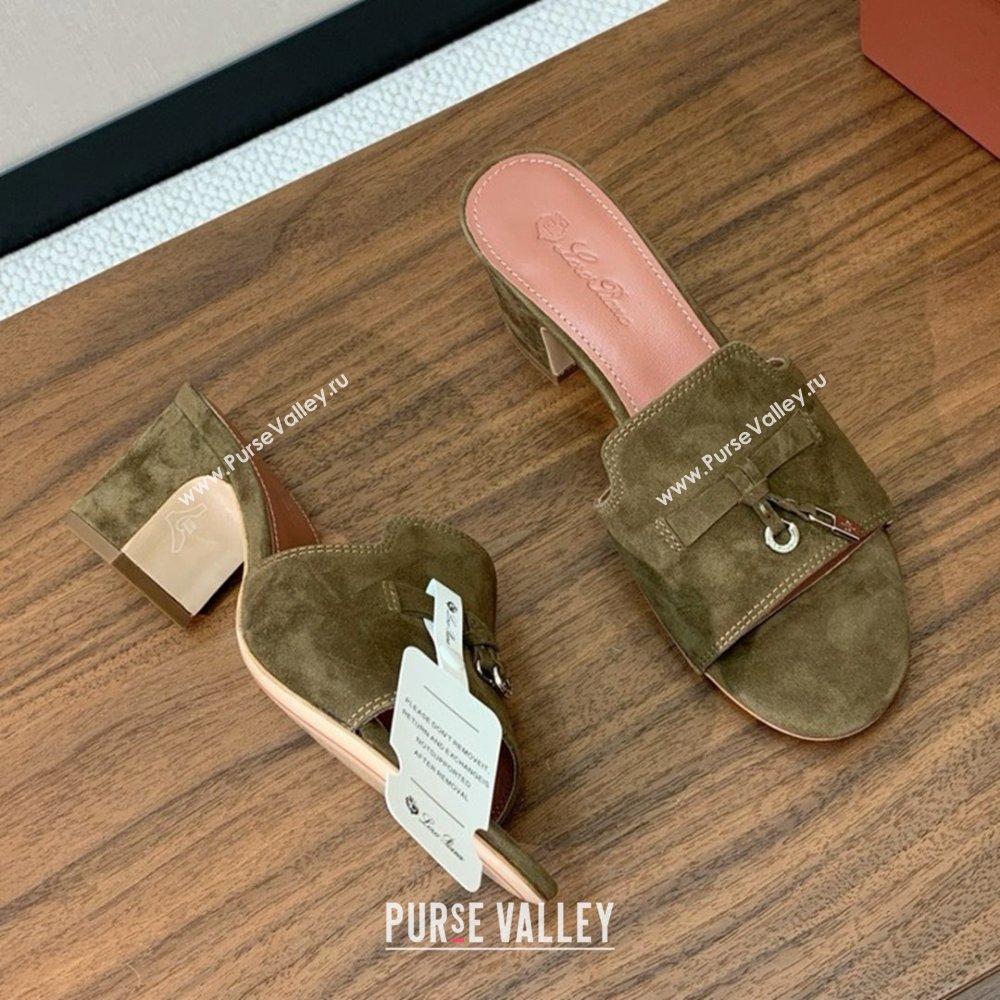 Loro Piana Summer Charms Sandal 5.5cm Heel in Suede LP62010 Brown 2025 (HH-25062010)