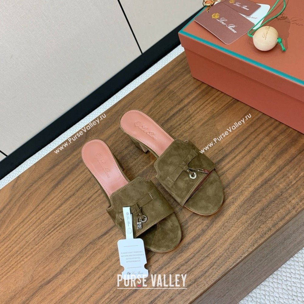 Loro Piana Summer Charms Sandal 5.5cm Heel in Suede LP62010 Brown 2025 (HH-25062010)