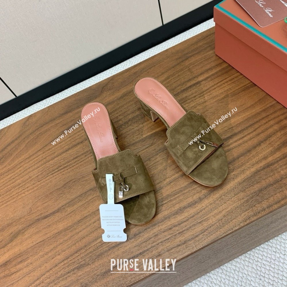 Loro Piana Summer Charms Sandal 5.5cm Heel in Suede LP62010 Brown 2025 (HH-25062010)