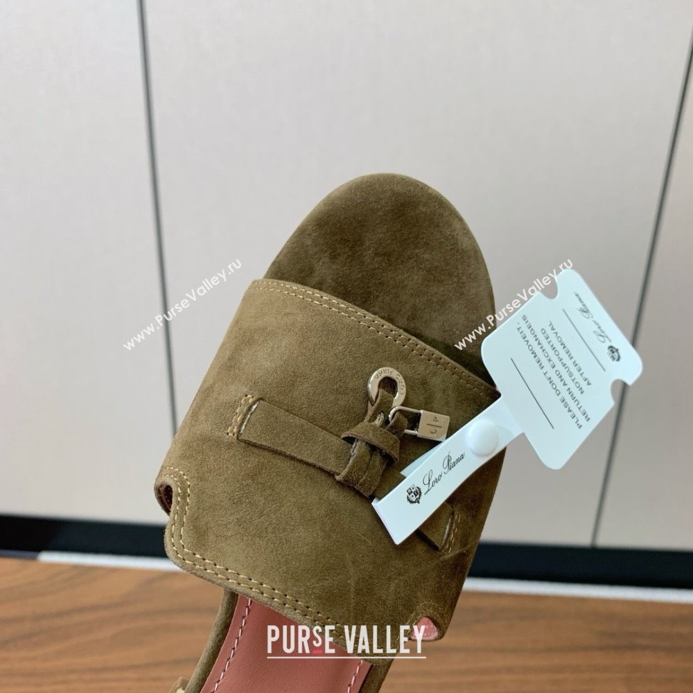 Loro Piana Summer Charms Sandal 5.5cm Heel in Suede LP62010 Brown 2025 (HH-25062010)