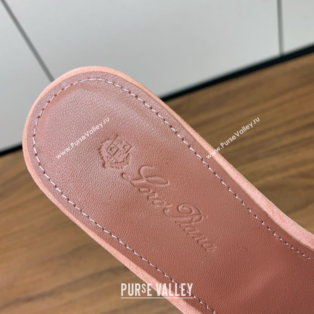 Loro Piana Summer Charms Sandal 5.5cm Heel in Suede LP62011 Pink 2025 (HH-25062011)