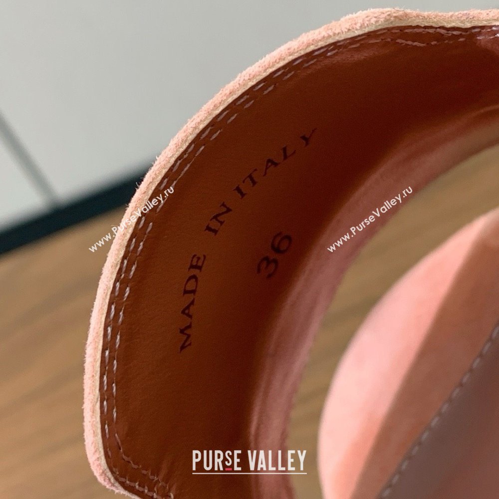Loro Piana Summer Charms Sandal 5.5cm Heel in Suede LP62011 Pink 2025 (HH-25062011)