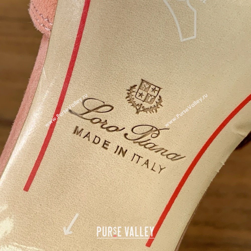 Loro Piana Summer Charms Sandal 5.5cm Heel in Suede LP62011 Pink 2025 (HH-25062011)