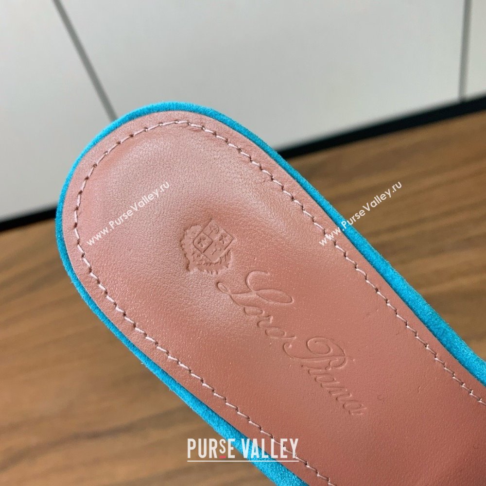 Loro Piana Summer Charms Sandal 5.5cm Heel in Suede LP62012 Blue 02 2025 (HH-25062012)