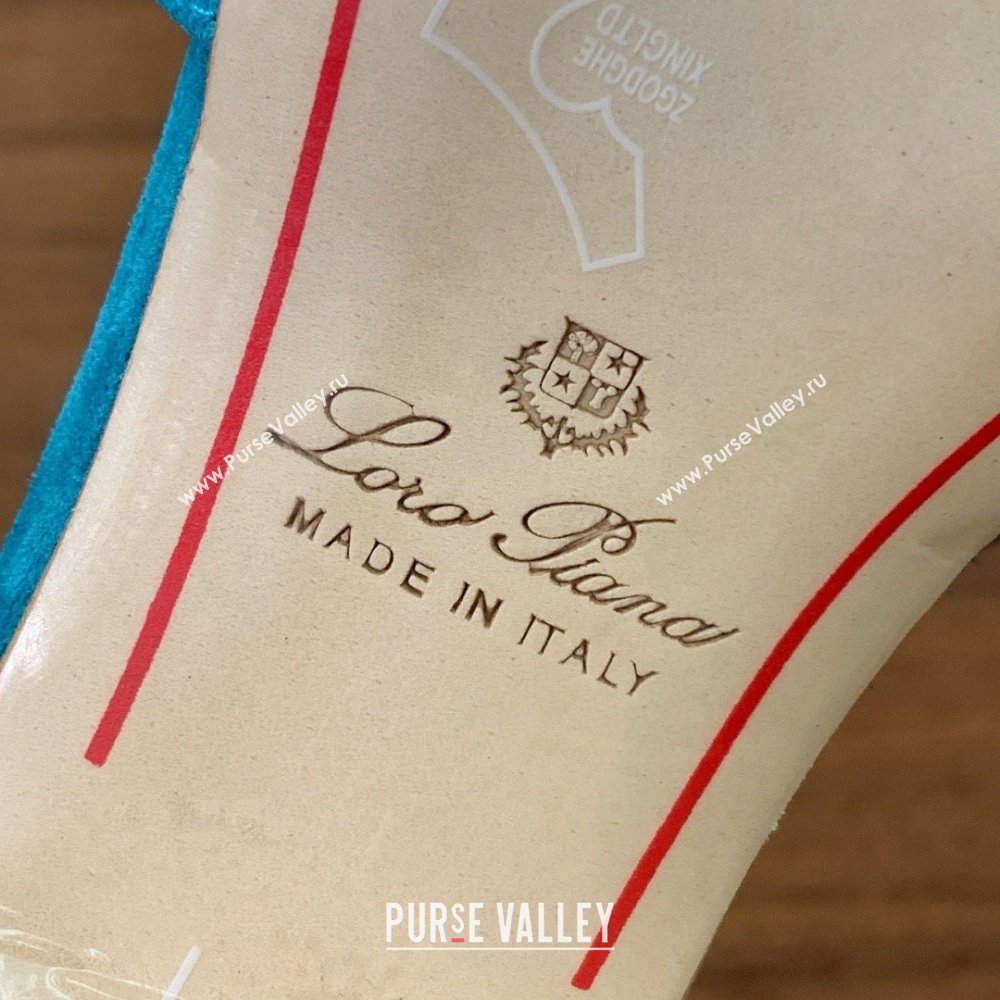 Loro Piana Summer Charms Sandal 5.5cm Heel in Suede LP62012 Blue 02 2025 (HH-25062012)