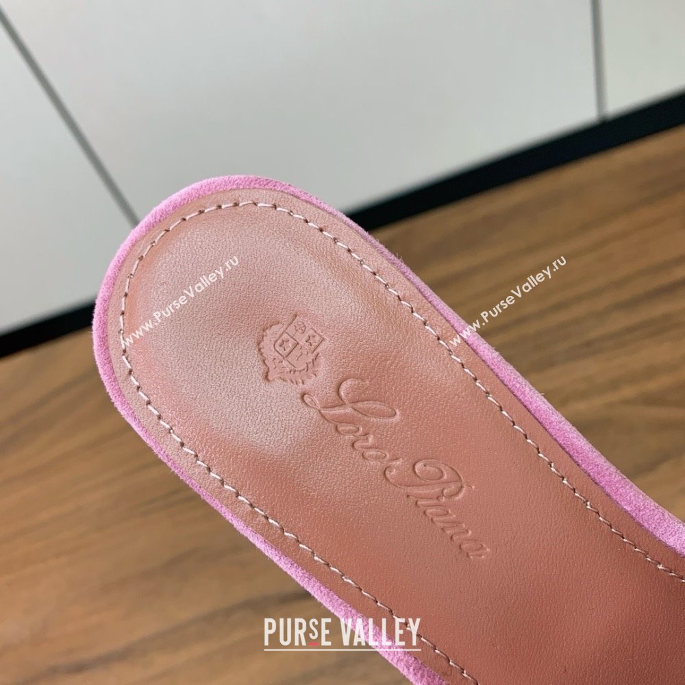 Loro Piana Summer Charms Sandal 5.5cm Heel in Suede LP62014 Peach Pink 2025 (HH-25062014)