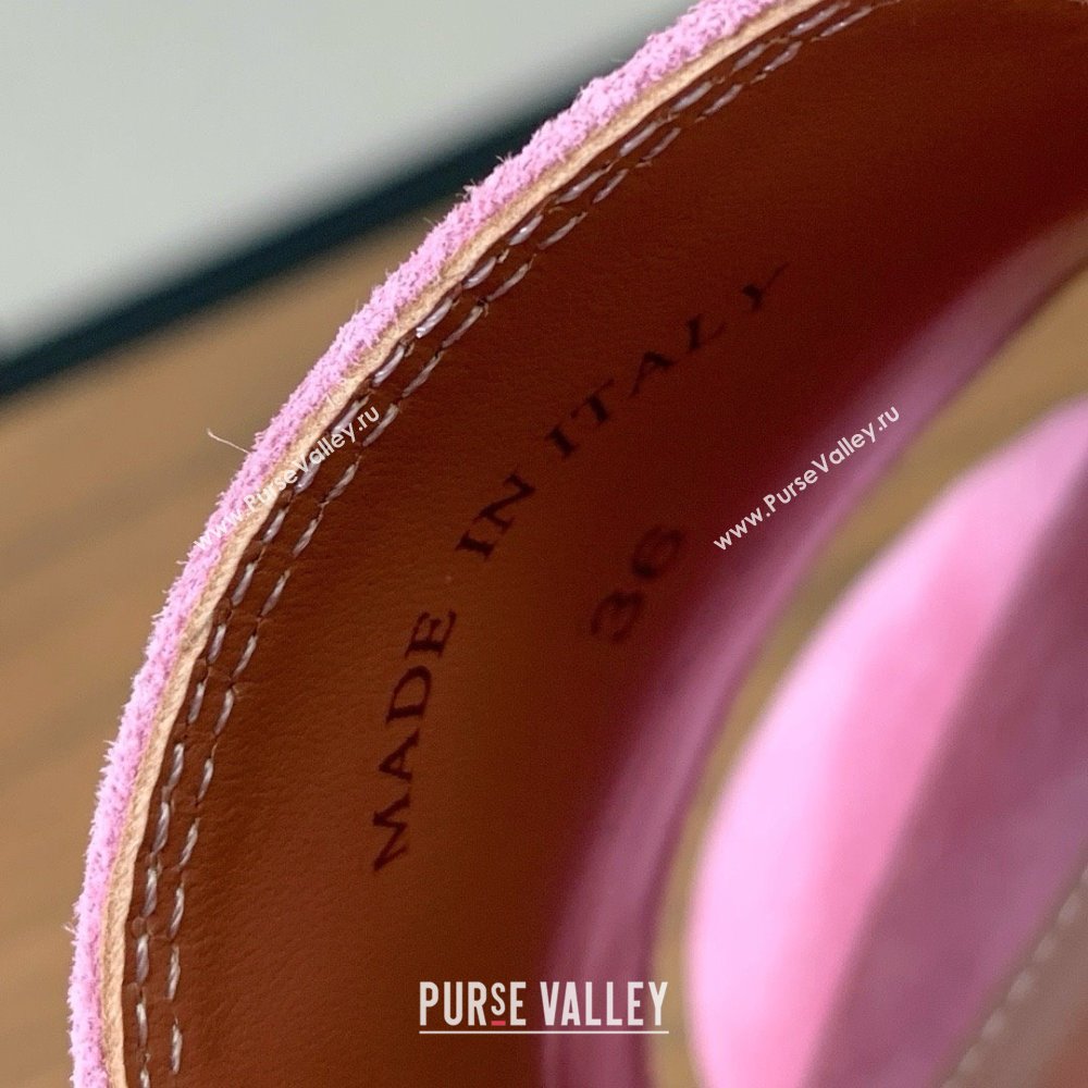 Loro Piana Summer Charms Sandal 5.5cm Heel in Suede LP62014 Peach Pink 2025 (HH-25062014)
