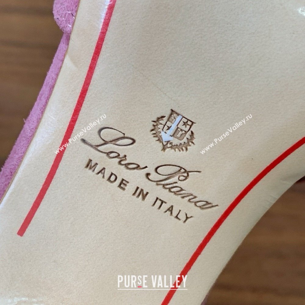Loro Piana Summer Charms Sandal 5.5cm Heel in Suede LP62014 Peach Pink 2025 (HH-25062014)
