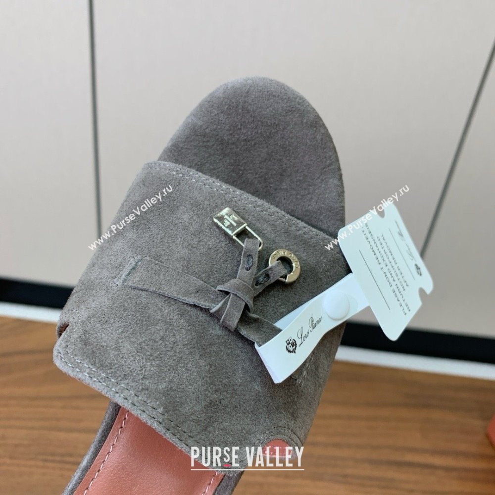 Loro Piana Summer Charms Sandal 5.5cm Heel in Suede LP62015 Grey 2025 (HH-25062015)