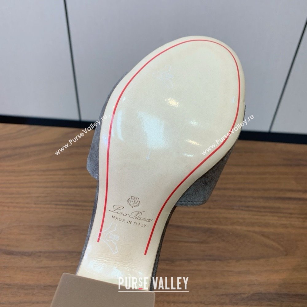 Loro Piana Summer Charms Sandal 5.5cm Heel in Suede LP62015 Grey 2025 (HH-25062015)